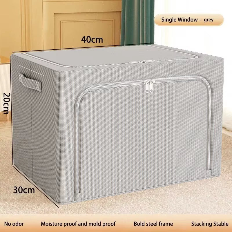 1Pcs Quilt Organizer for Underwear Storage Box Storage and Organization Transparent Clothing Foldable Fabric Steel Frame Home