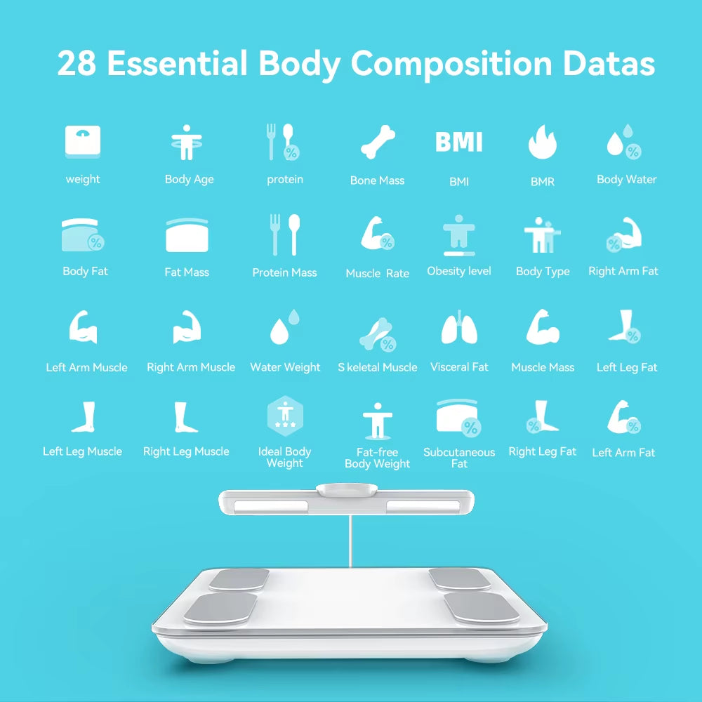 Home Smart Bioimpedance Scale 8 Electrode Body Fat Scale Weight Balance Scale Smart Body Composition Scale