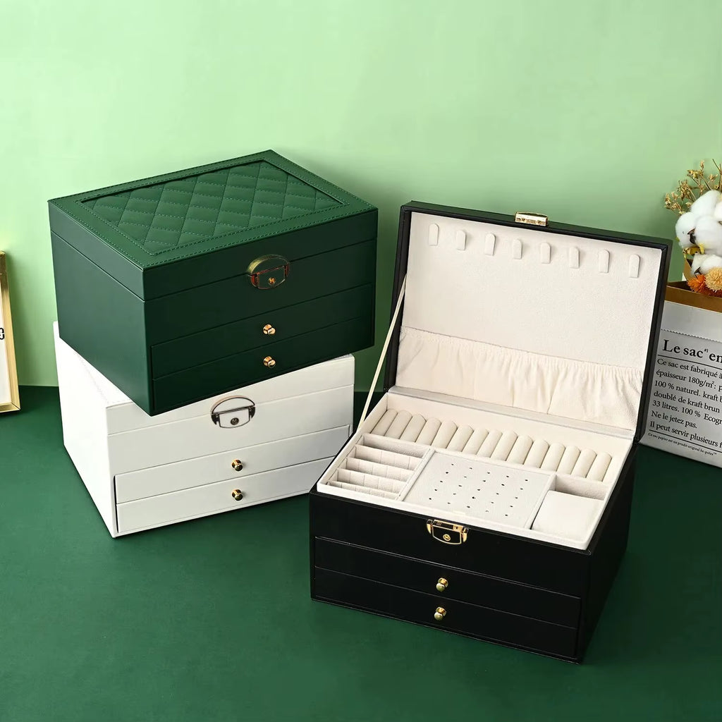 High-End Jewelry Box Household, Multi-Layer Drawer-Type Oxidation, Large Capacity Earrings Earrings Jewelry Box