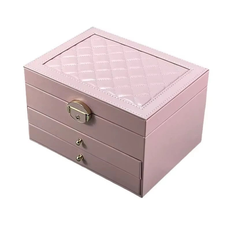 High-End Jewelry Box Household, Multi-Layer Drawer-Type Oxidation, Large Capacity Earrings Earrings Jewelry Box