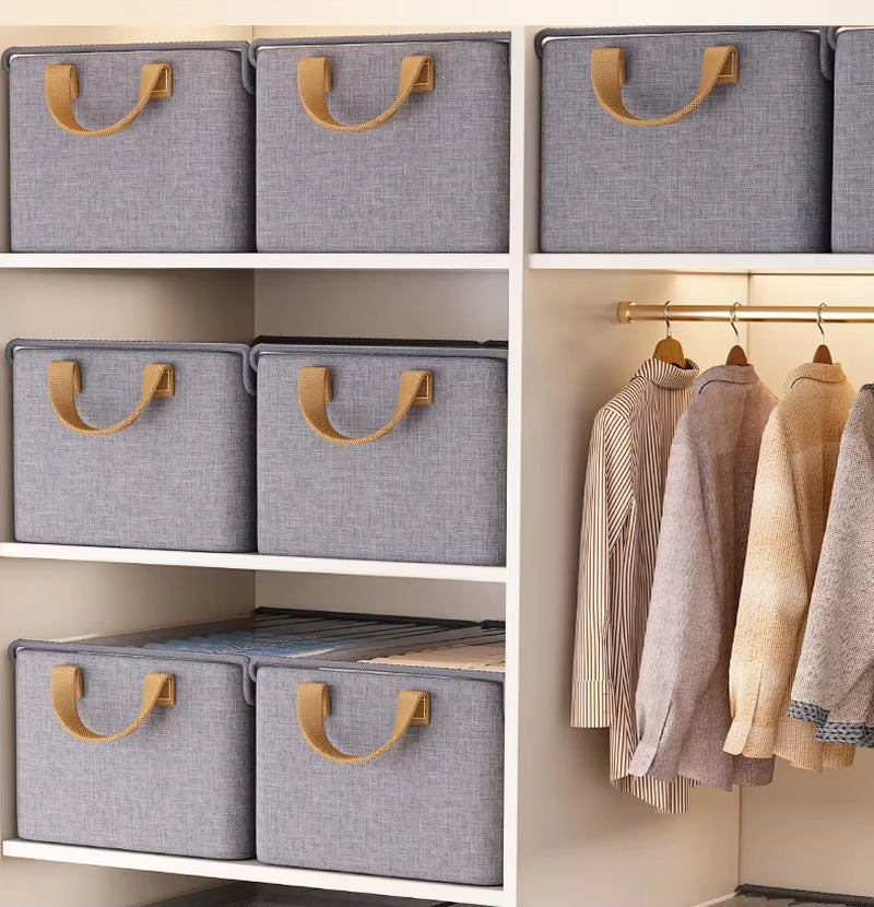 Collapsible Clothing Organizer Folding Clothes Storage Basket with Cover Metal Frame Underwear Storage Home Organization Drawer