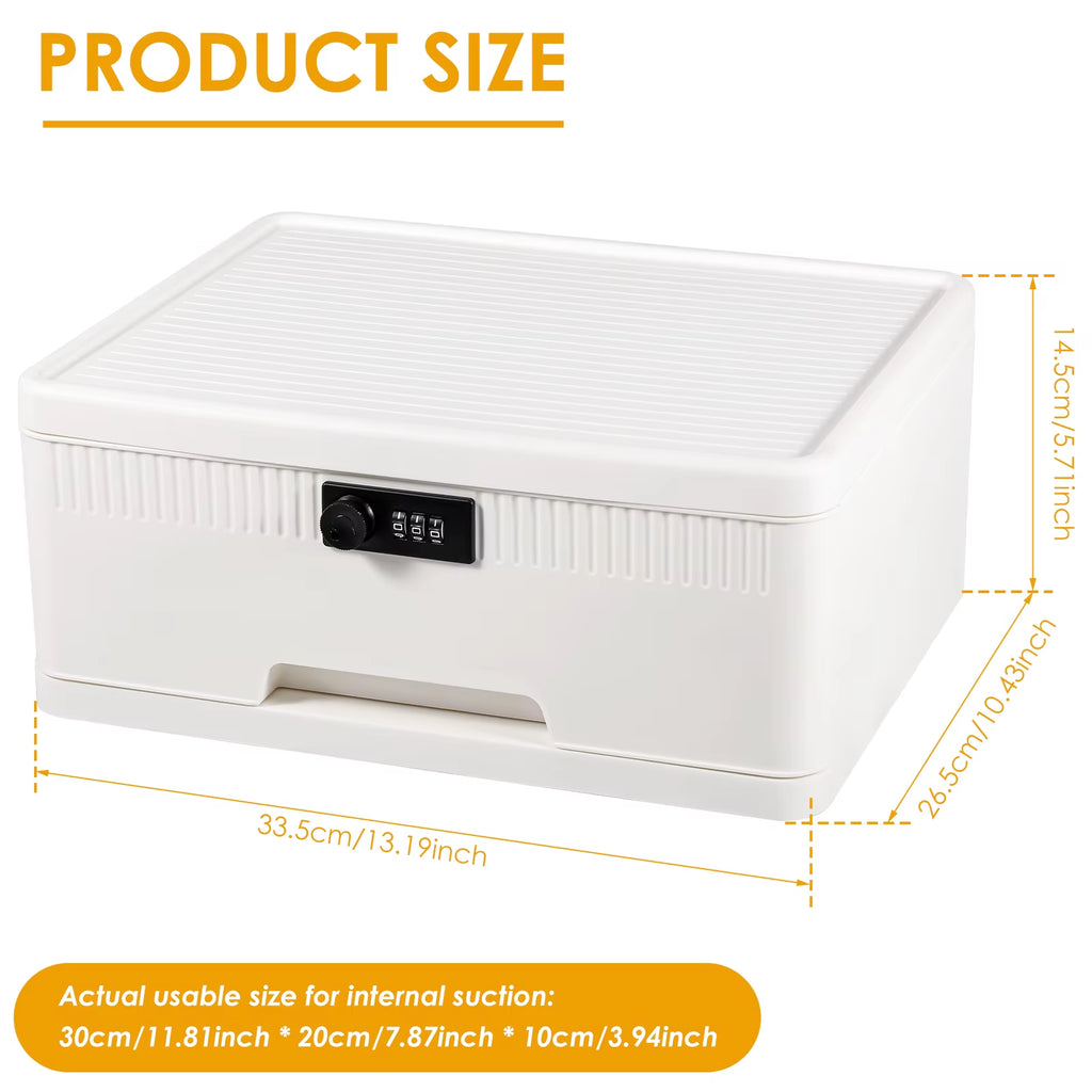 1/2-Layer Safe Box with Digital Password Lock Large Capacity Jewelry Organizer Box for Valuables​ Privacy Security Protection