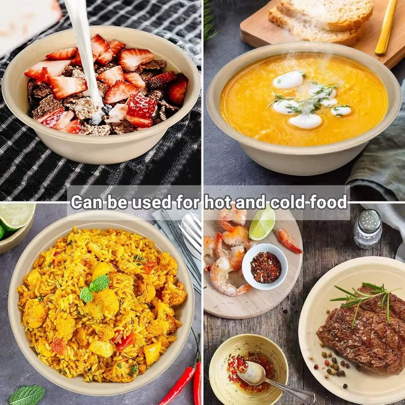 Biodegradable Paper Bowls Bento Box Containers Paper Tableware Salads Fruit Food Containers Takeout Bento Storage Containers