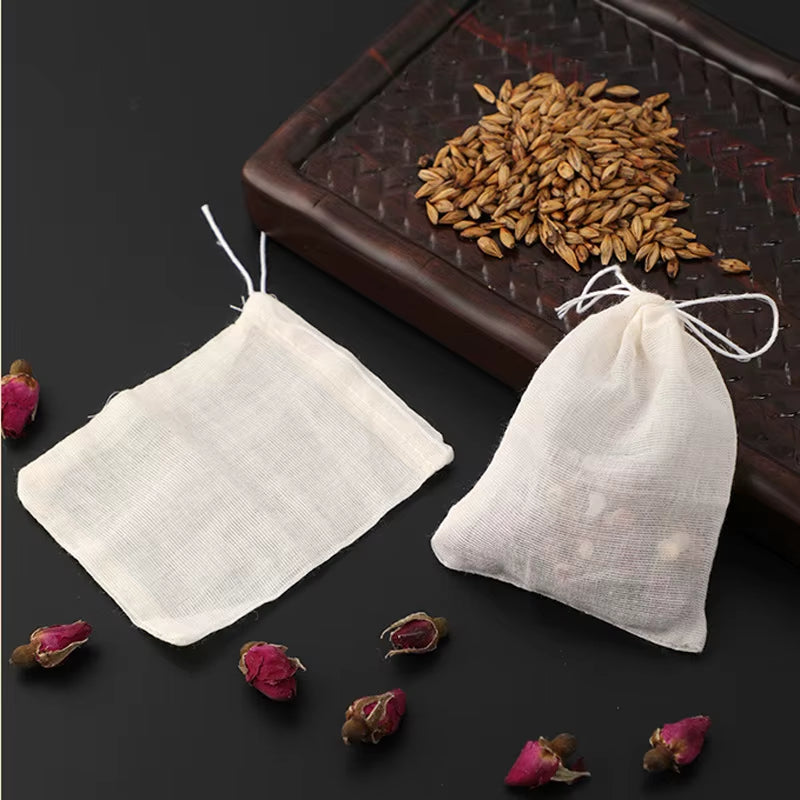 Cotton Gauze Tea Bags 50Pcs Empty Pocket String Bag Reusable for Spice Tea Infuser Soup Teabags Kitchen Accessories Gadgets
