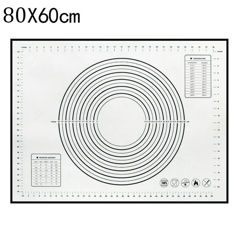 Large Size Silicone Kneading Pad Non-Stick Surface Rolling Dough Mat with Scale Kitchen Cooking Pastry Sheet Oven Liner Bakeware