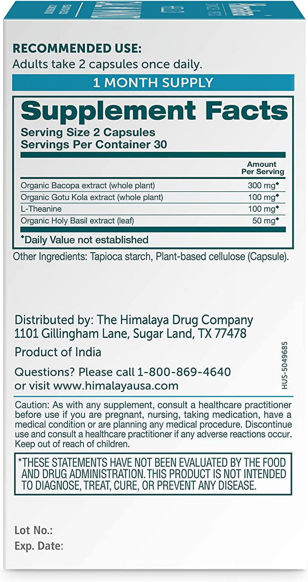 Hello Calm Mind, with Bacopa and L-Theanine, for Relaxation & Concentration, 60 Capsules