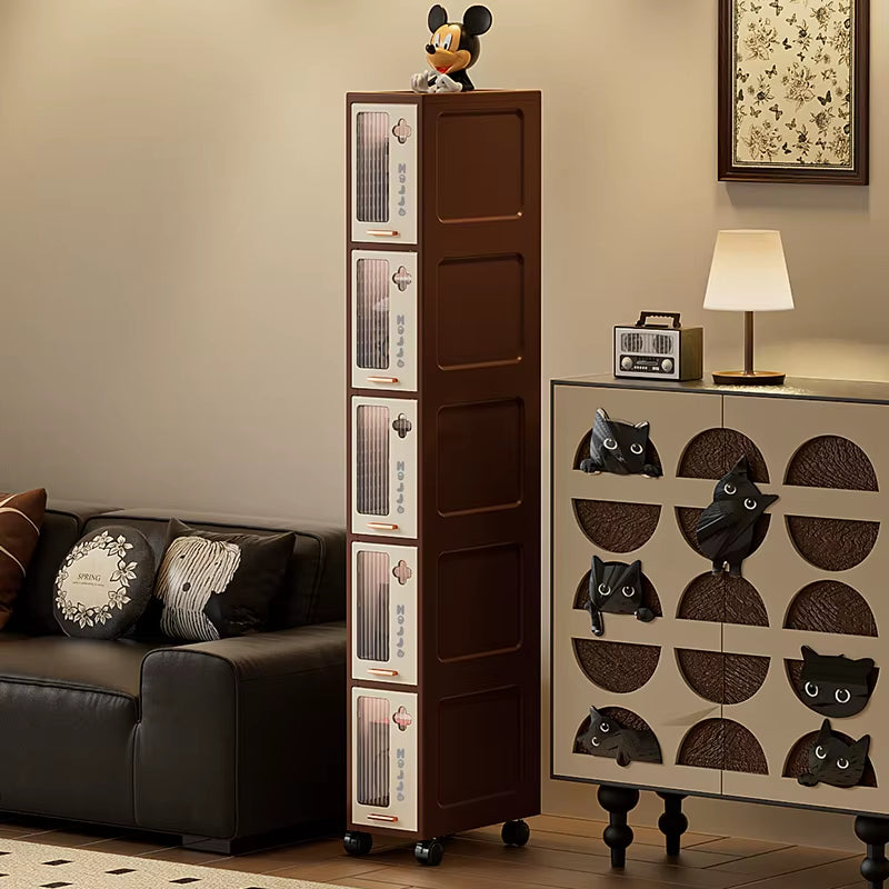 15/20Cm Slim Vintage Storage Cart, Mobile Narrow Cabinet with Drawers,Multi-Purpose Organizer for Kitchen/Bathroom/Living Room