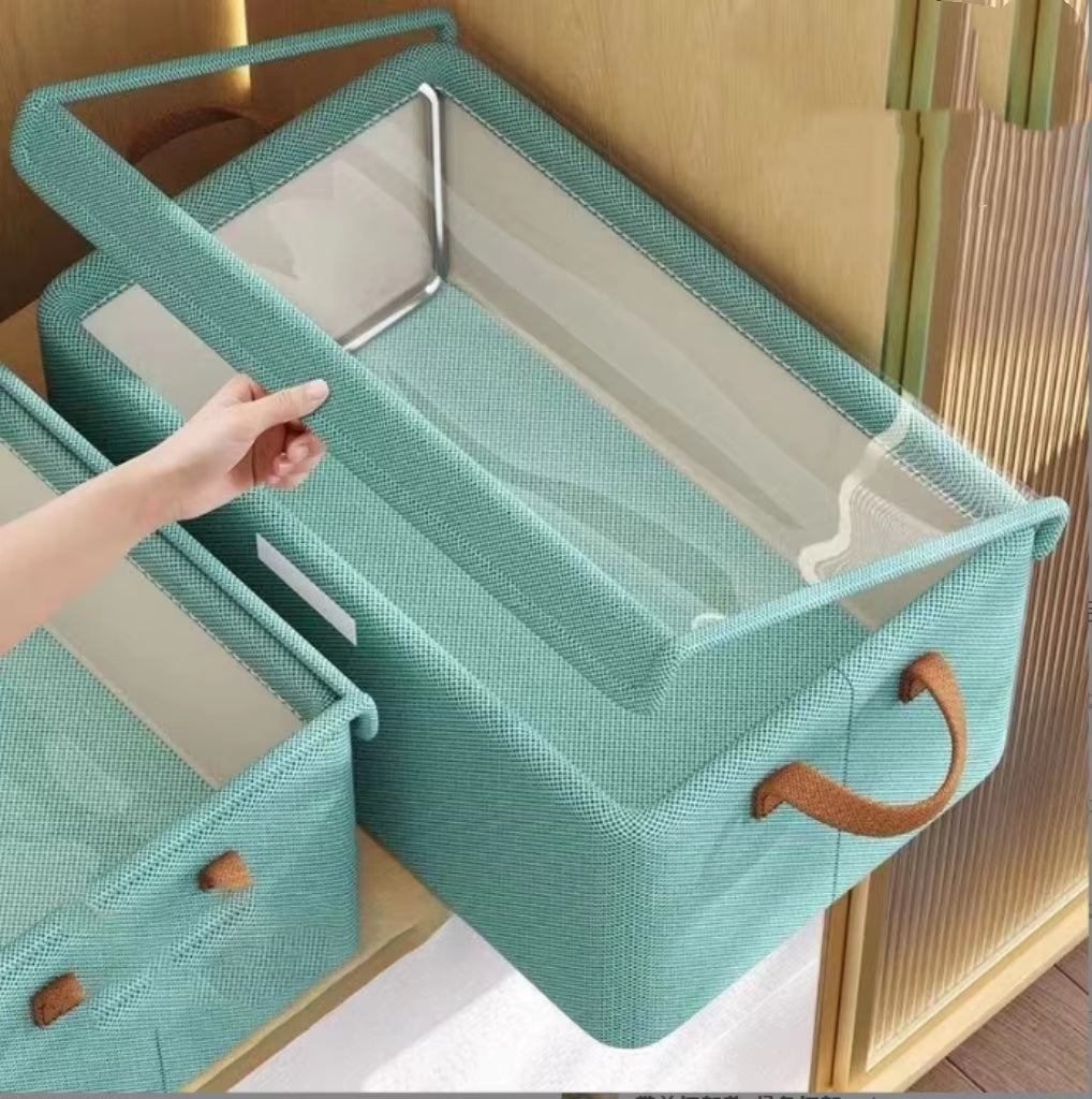 Collapsible Clothing Organizer Folding Clothes Storage Basket with Cover Metal Frame Underwear Storage Home Organization Drawer