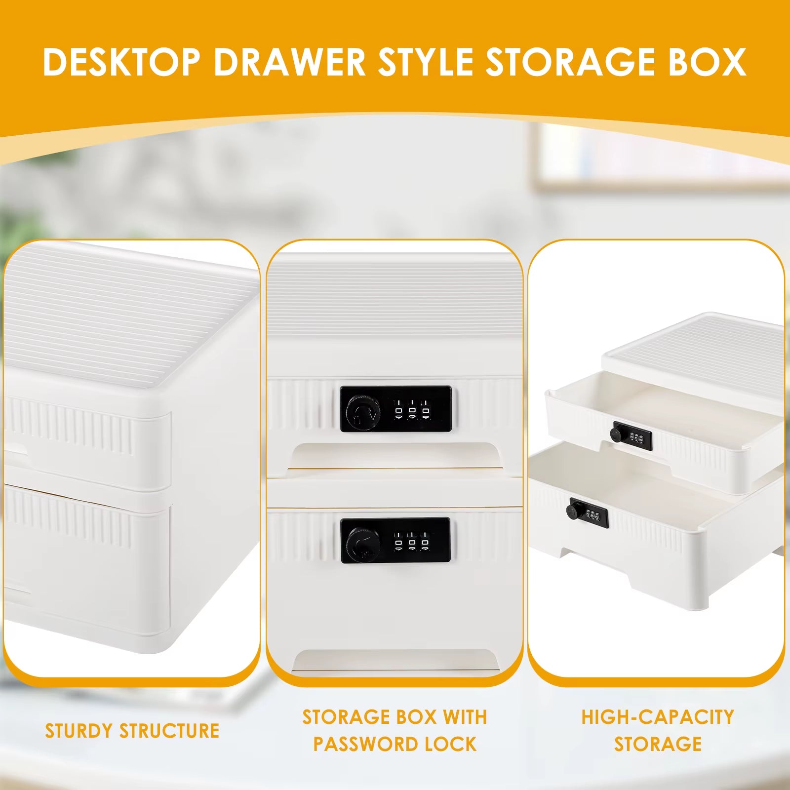 1/2-Layer Safe Box with Digital Password Lock Large Capacity Jewelry Organizer Box for Valuables​ Privacy Security Protection