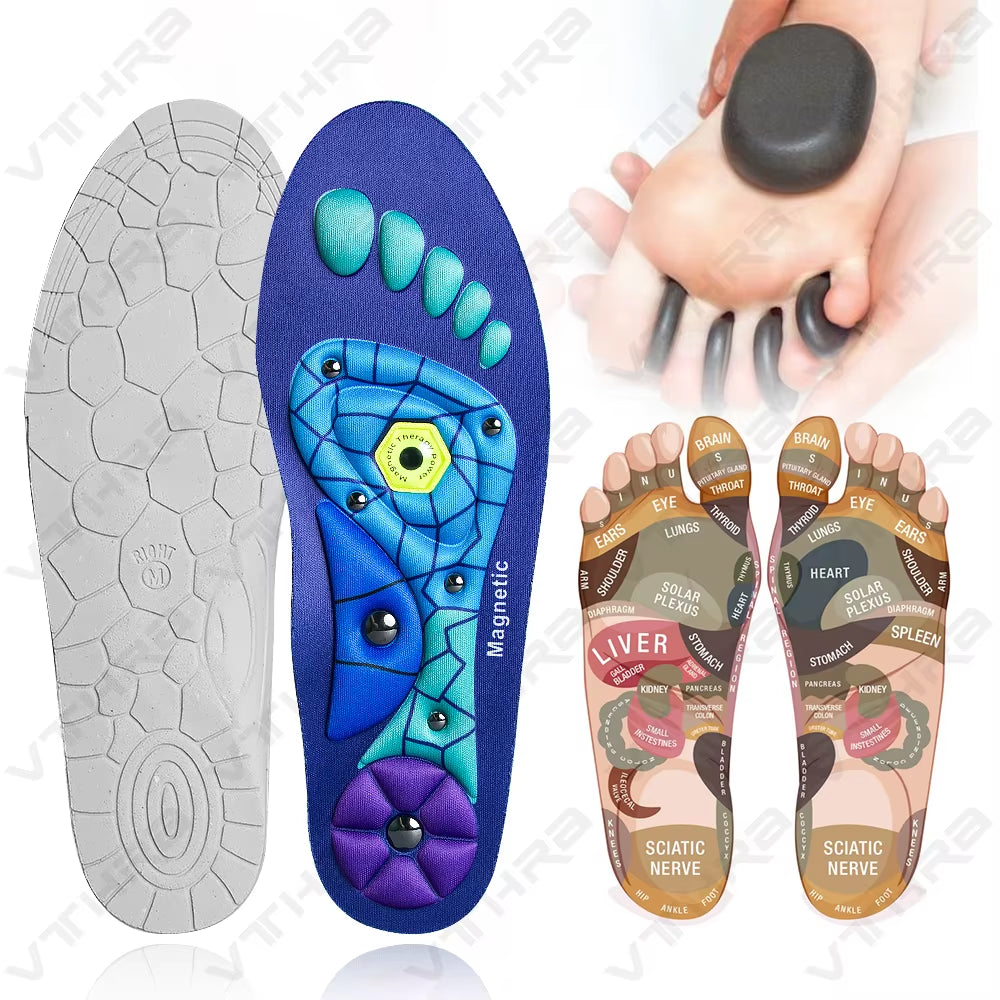 New Style 1 Pairs Magnetic Insoles EVA Massage Arch Support for Foot Pain Relief Slim Legs Acupressure Therapy Unisex Pads