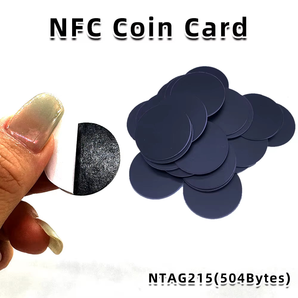 Black Ntag 215 Tags NFC Phone Available RFID Stickers Adhesive Label NFC Ntag215 Self-Adhesive Tag 13.56Mhz ISO14443A Sticker