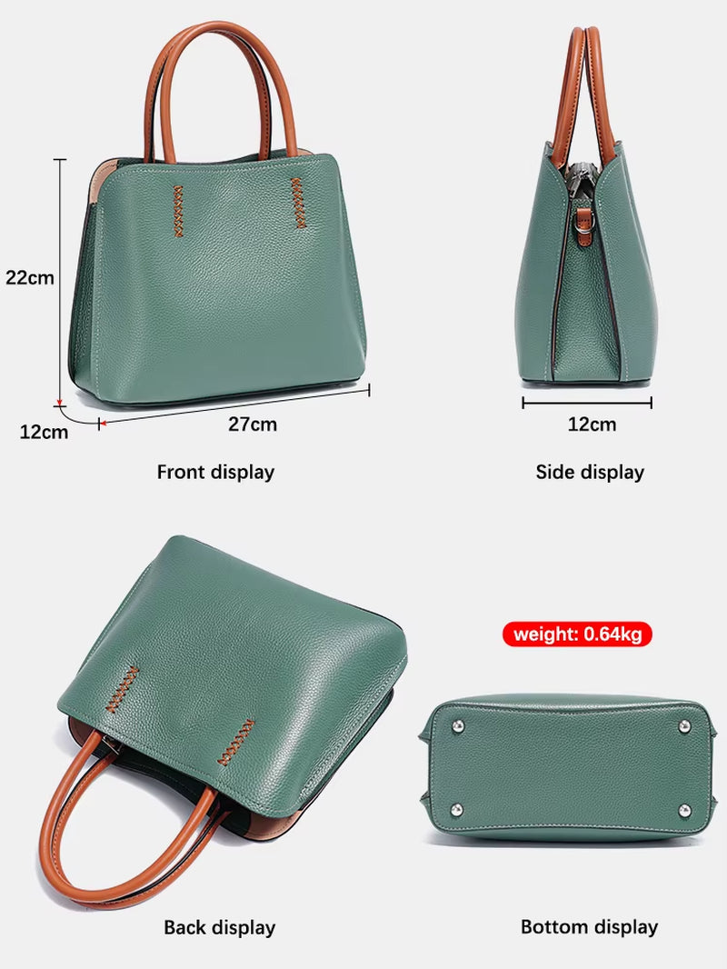 Zency Women'S Genuine Leather Shopper Bag Designer Shoulder Bags Handbag Large Bucket Bag Tote Cross Body 2024 Bolso De Mujer