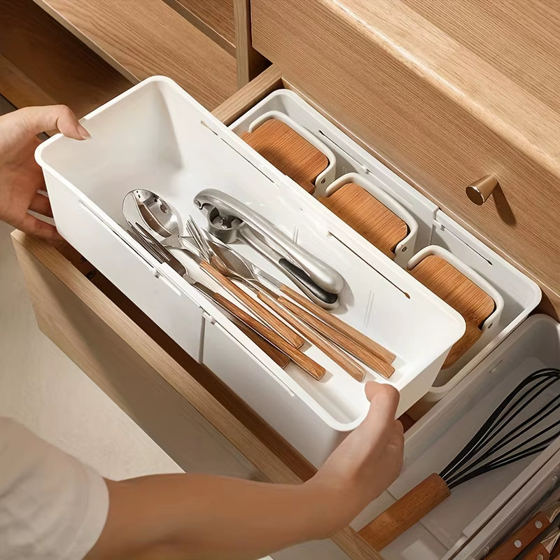Compartment Storage Box Adjustable Functional Retractable Storage Box Home Storage Drawer with Divider Compartmentalized Design