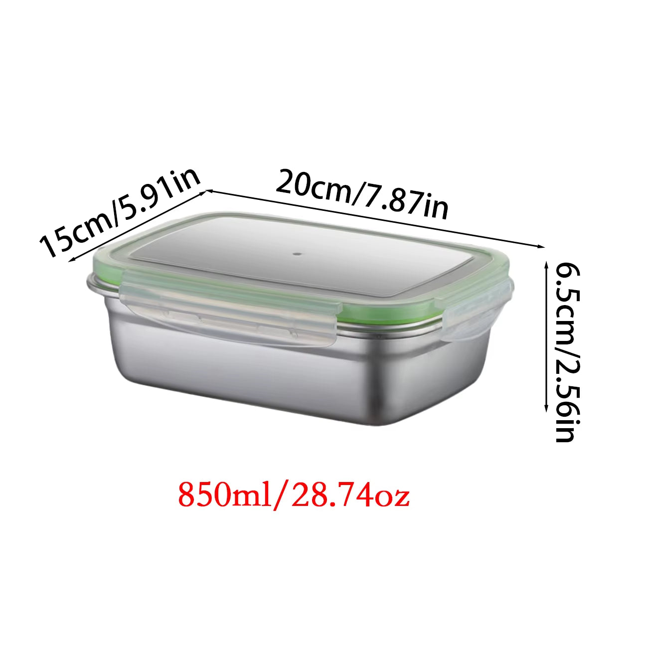 High Quality 304 Stainless Steel Food Storage Container Set, Stackable Lunch Box, Transparent Lid, Home Kitchen, School Office