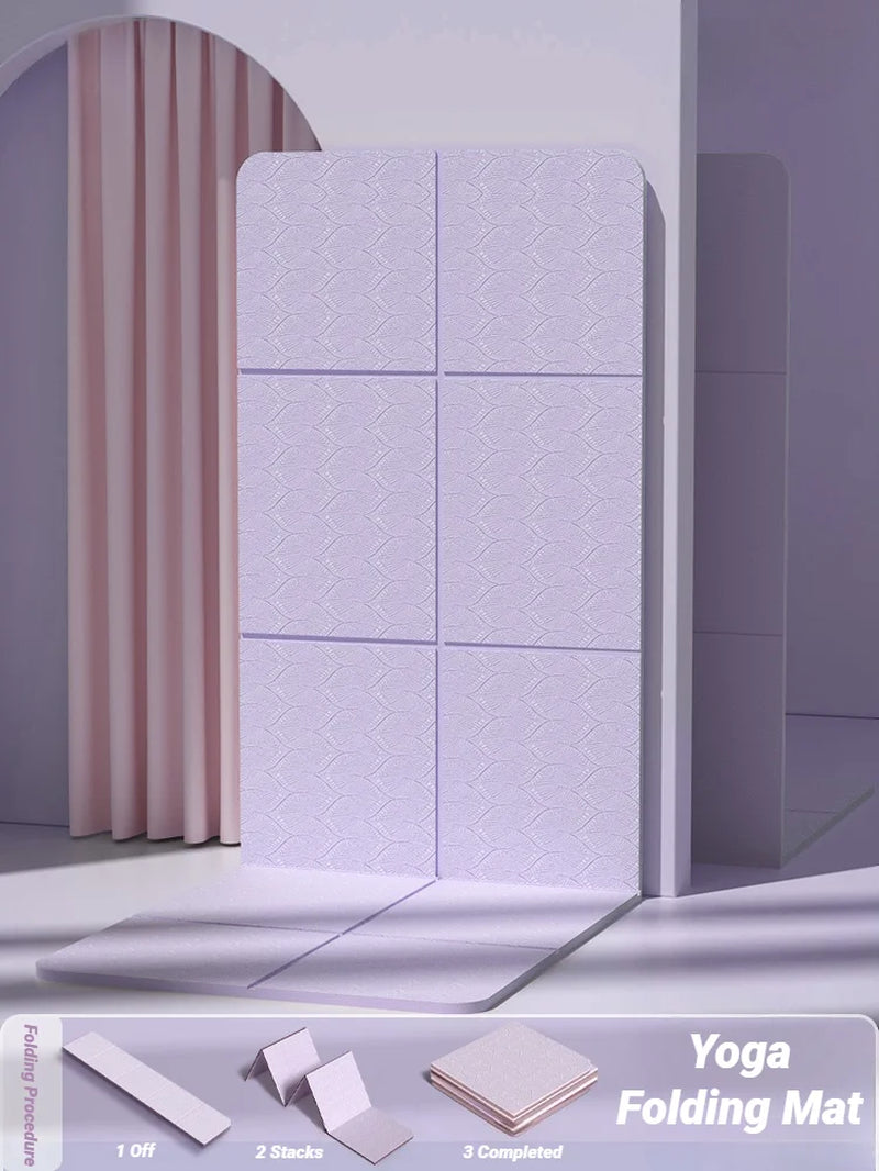 Foldable Yoga Mat Mute Eco Friendly Folding Travel Fitness Exercise Double Sided Non-Slip for Pilates & Floor Workouts Dance