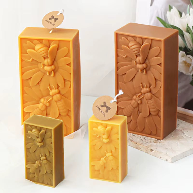 Bee Honeycomb Flower Candle Silicone Mold Rectangle Bee Wax Soap Making Mould Gypsum Candle Resin Tool Chocolate Baking Kit Gift