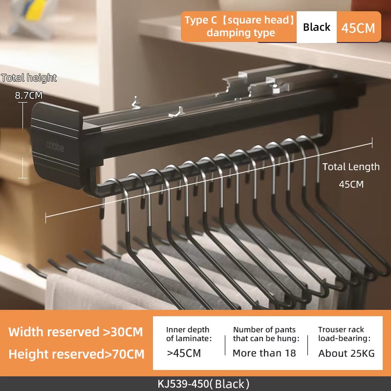 Top Mount Wardrobe Hanger Pulling Out Hangers Extendable Clothes Rail Adjustable Wardrobe Telescopic Rail Rack Trouser Organiser