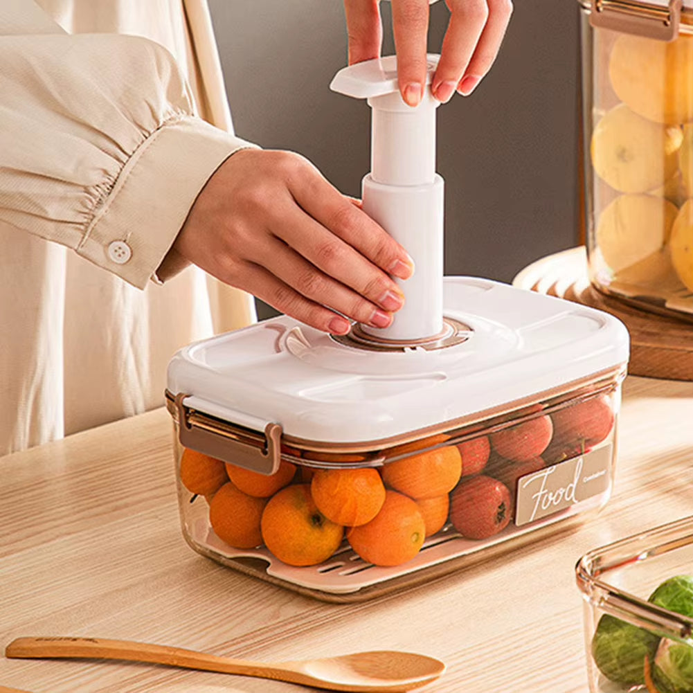 Vacuum Food Storage Box Food Storage Container with Time Compass & Air Pump Sealed Food Storage Box for Meat Fruits Vegetables
