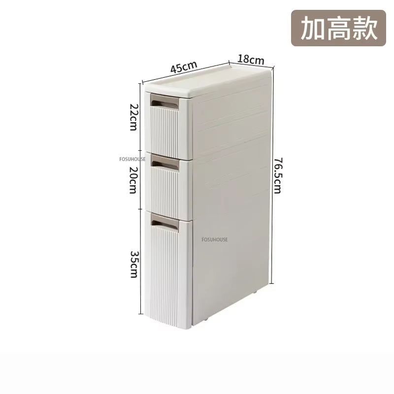 Modern Floor Drawer Type Cabinet Bathroom Storage Cabinet Plastic Narrow Multi-Layer Toilet Corner Large Capacity Storage Shelf