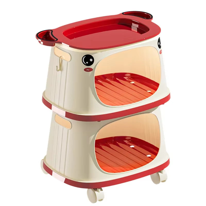 Foldable Multi Tier Rolling Kitchen Storage Trolley Cart Portable Organizer Wheels Vegetable Fruit Pantry Home Utility Furniture