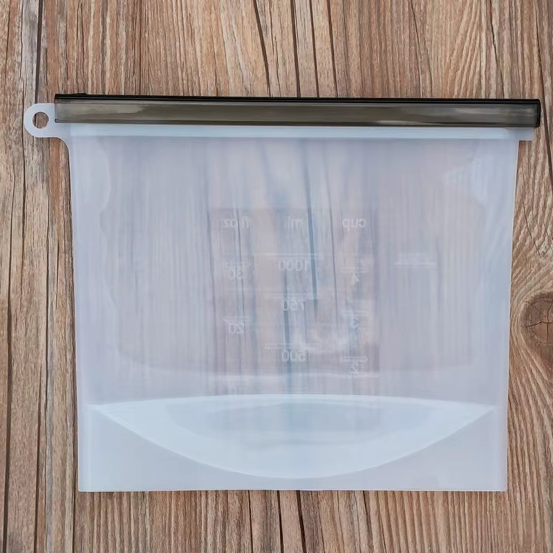 5Pcs Silicone Food Storage Containers Leakproof Containers Reusable Stand up Zip Shut Bag Fresh Bag Food Storage Bag Fresh