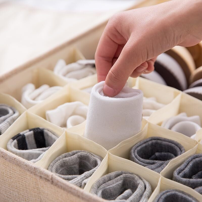 2 Pack Underwear Socks Ties Storage Organizer with Lids, 30 Cells Each