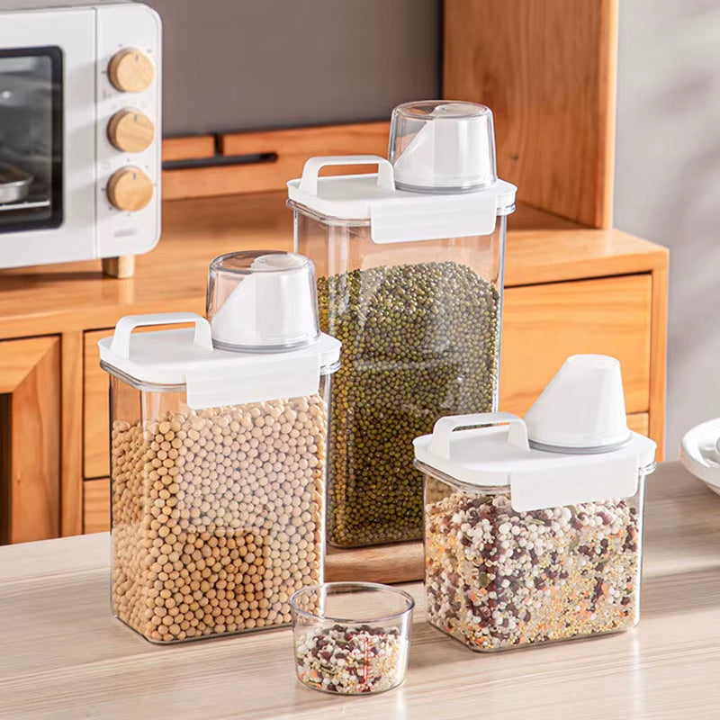 ​​Airtight Food Storage Containers - Premium PP Plastic Canisters for Dry Goods, Grains Kitchen Pantry Organization Sealed Jars​