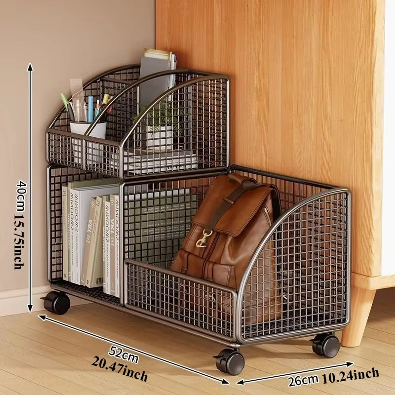 Multi-Layer Organizer Bookcase Mobile Desktop Document Book Storage Rack Large Bookshelf Desk Side Storage Bookcase Organizer
