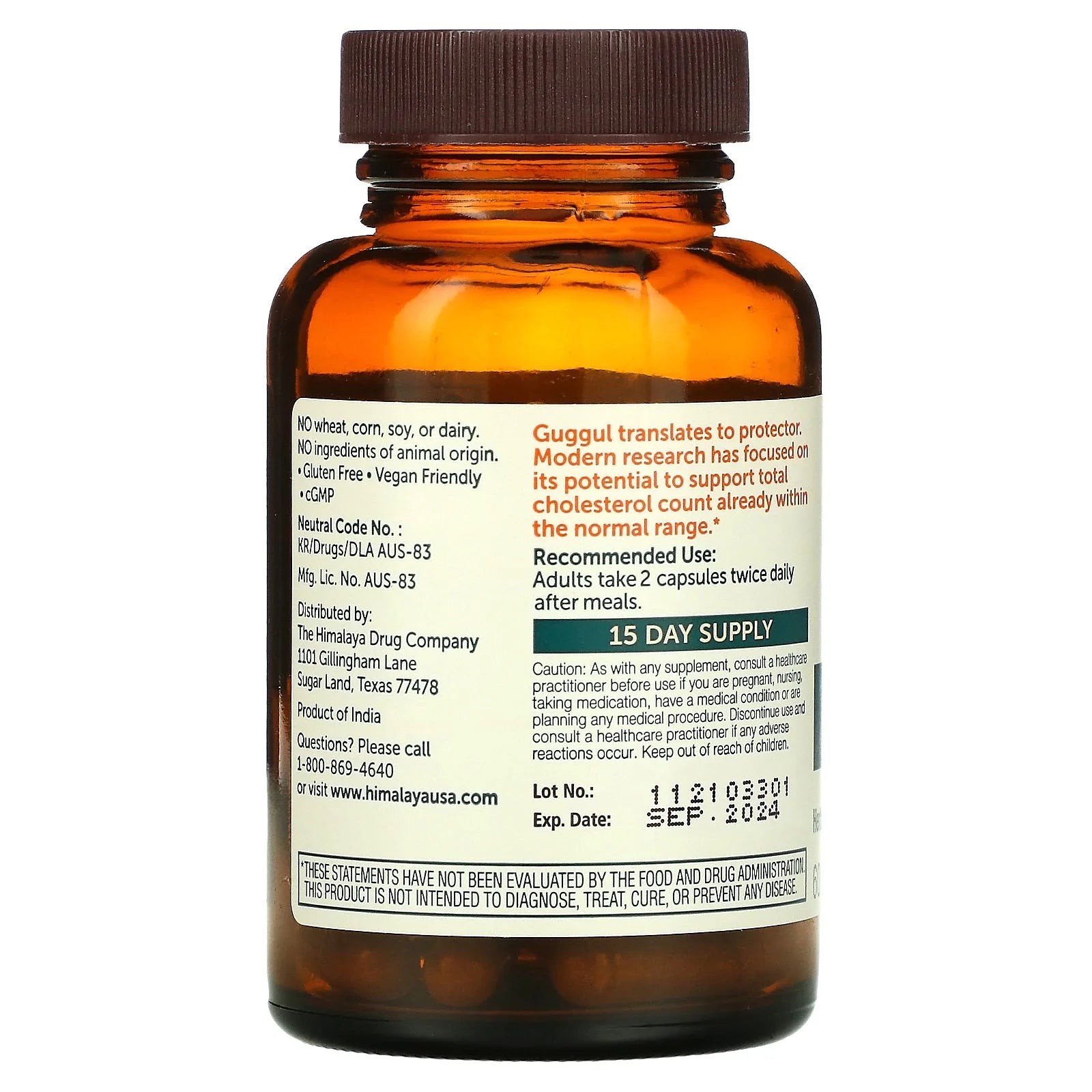 Guggul Herbal Supplement, HDL & LDL Support, Liver Cleansing, 60 Capsules