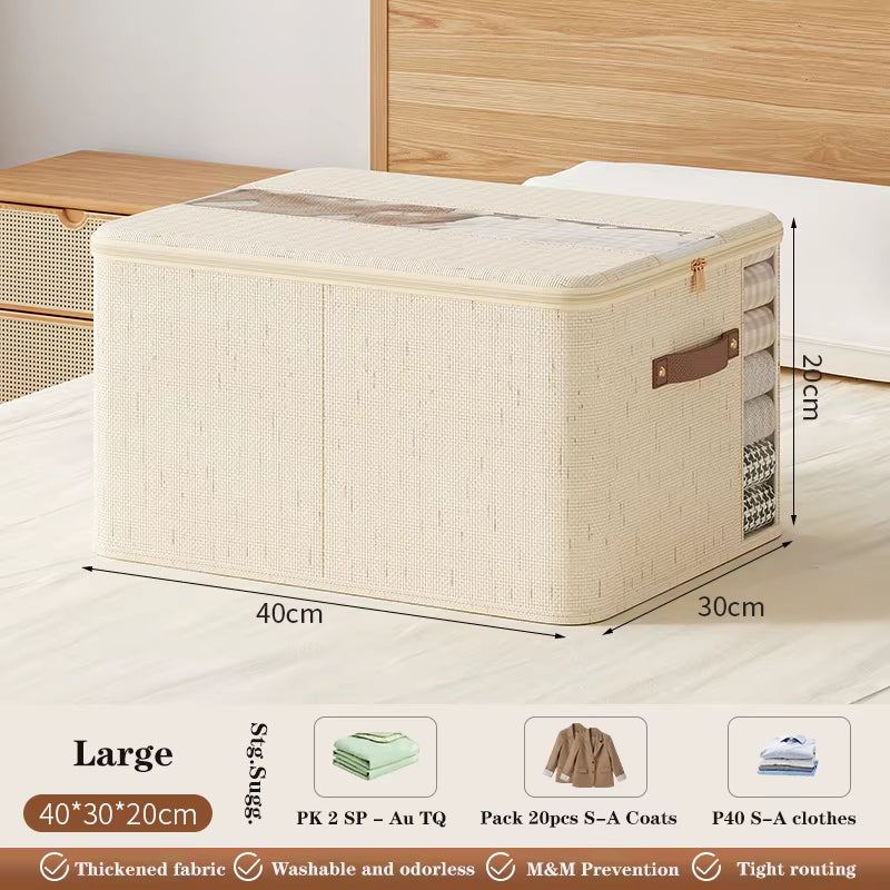 New Double Window Zipper Box, Quilt Storage Box, Large Capacity Clothing Storage Box Bedroom Storage Box,Home Fabric Storage Box
