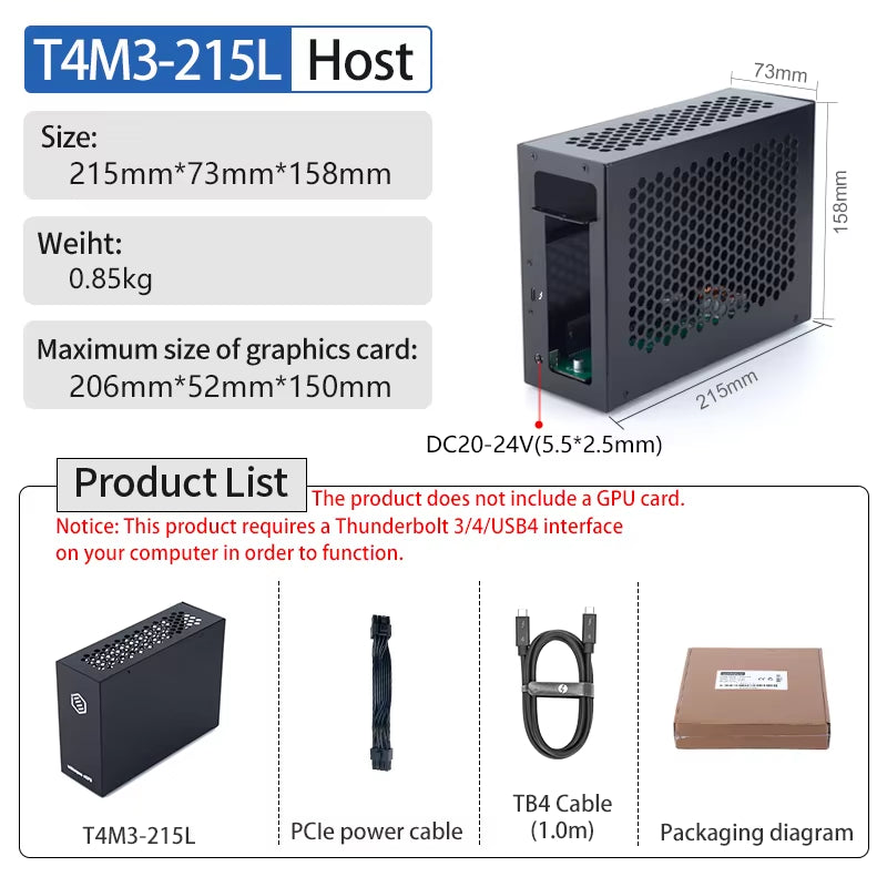 Mini Egpu Thunderbolt 3/ 4 Box External Graphics Card Support Notebook