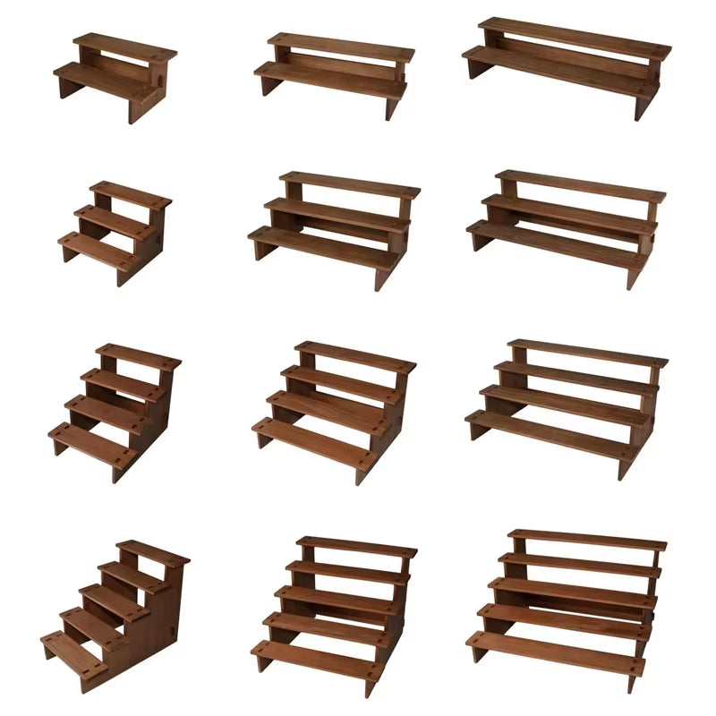 2/3/4/5 Layers Vintage Wood Display Stand Bracelet Hairpins Ring Jewelry Storage Rack Multifunctional Desktop Sundries Organzier