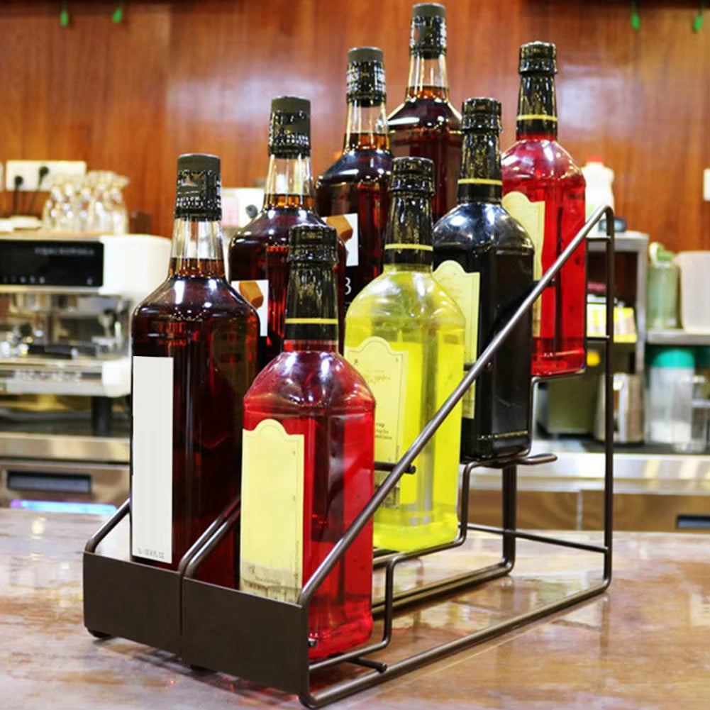 4-Tier Coffee Syrup Rack Countertop Syrup Holder Metal Coffee Syrup Bottle Organizer 4-Layer Countertop for Drink for Coffee