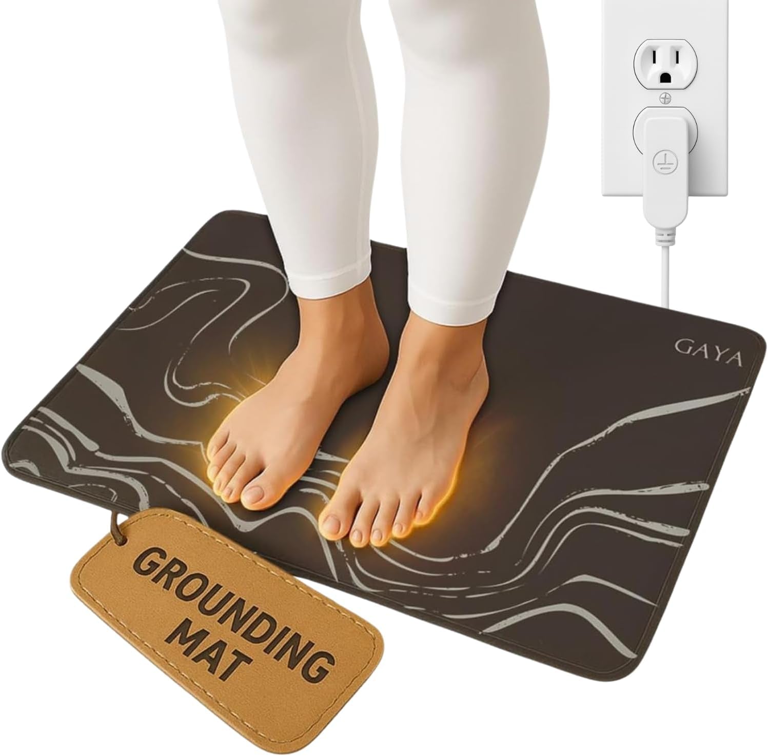 Grounding Mat for Feet, Sleep Improvement, Back Pain Relief, Muscle Relaxation & Stress, Earthing Pads for Bed, Ground for Desk, Earth Mats, Bedding Pad (24''X16'')