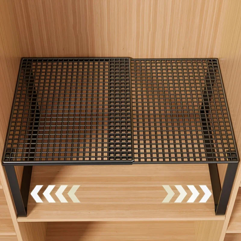 Expandable and Adjustable Wardrobe Organizer Space-Saving Stackable Shelf for Kitchen Bedroom Cabinet and Desktop Organization