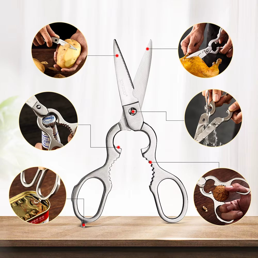 7PCS Kitchen Knife Set Forged German 1.4116 Stainless Steel Sharp Chef Santoku Paring Cleaver Kitchen Scissors Tool Set