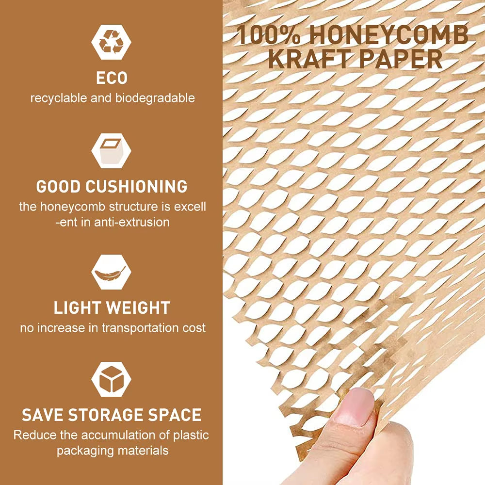 Honeycomb Folding Wrapping Material Brown 30Cm Biodegradable Diy Decorative Gift Improve Packing Efficiency Cushioning Paper