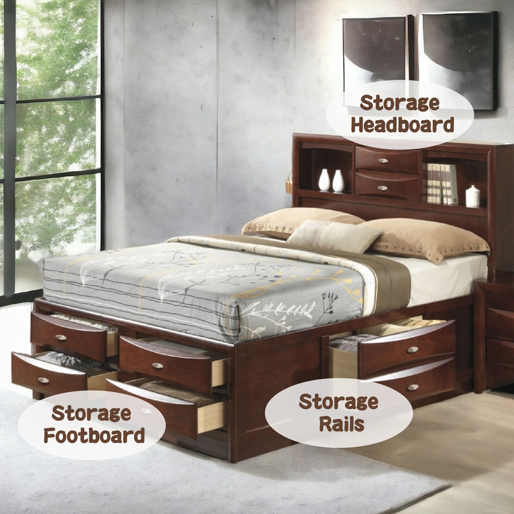 Neend Multi Drawer Storage Platform Bed - Expresso