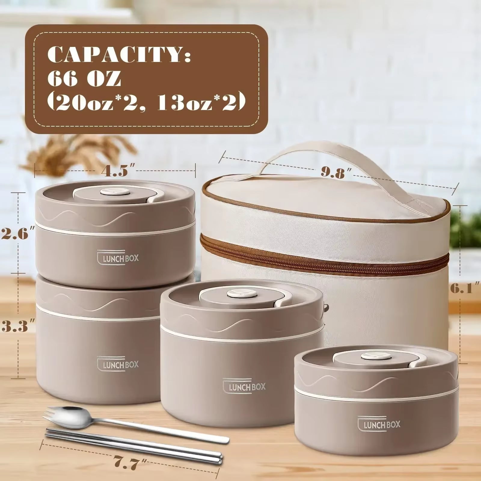Lunch/Snack Box for Thermal, Stackable 2-Tier Stainless Steel Insulated Bento Box with Cutlery Set for Adult Kids Men Women