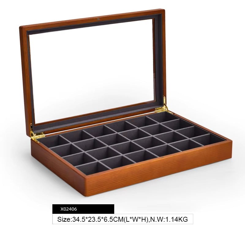 Wooden Jewelry Box Retro Jewelry Display Ring Necklace Earring Bracelet Box Multi Jewelry Storage Organizer Display Case