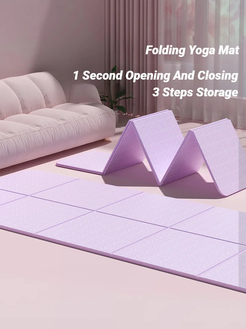 Foldable Yoga Mat Mute Eco Friendly Folding Travel Fitness Exercise Double Sided Non-Slip for Pilates & Floor Workouts Dance