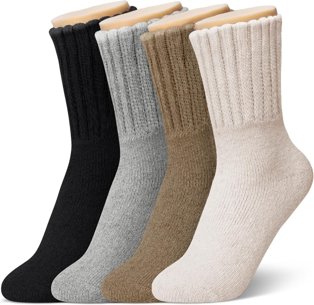 4 Pairs Womens Wool Socks - Soft, Thick, Warm Thermal Boot Winter Socks for Gifts