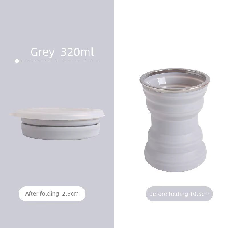 Portable Silicone Foldable Cup with Lanyard Heat Resistant Collapsible Cups Lid Folding Storage Travel Mug for Hot Water