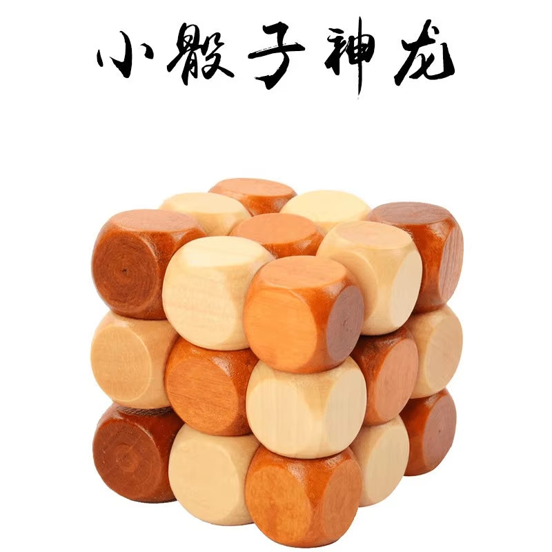 Creative 3D Wooden Cube Puzzle Ming Luban Interlocking Educational Toys for Children Kids Brain Teaser Early Learning Toy Gift