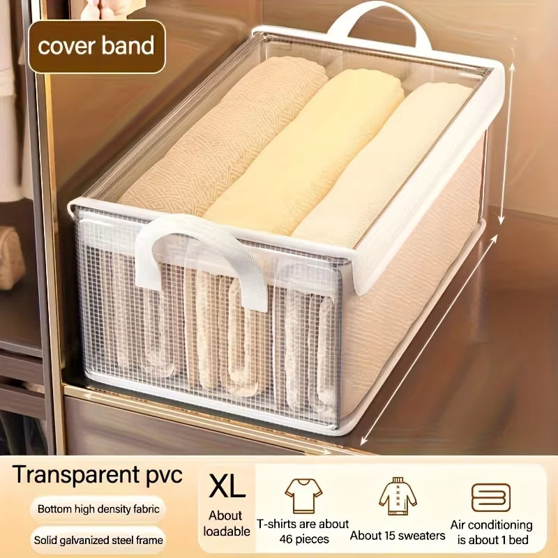 Extra-Large Foldable PVC Storage Box with Lid - Dustproof, Multi-Purpose Organizer for Clothes Trousers Closet Organizer