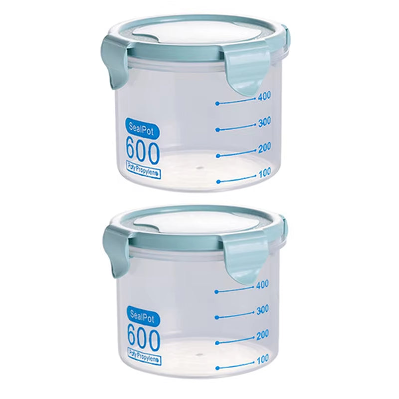 Kitchen Food Storage Canisters with Scale Multigrain Organizer Sealed Jar Plastic Moisture-Proof Can Air-Tight Storage Tank Set