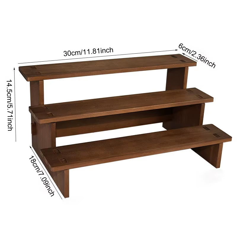 2/3/4/5 Layers Vintage Wood Display Stand Bracelet Hairpins Ring Jewelry Storage Rack Multifunctional Desktop Sundries Organzier