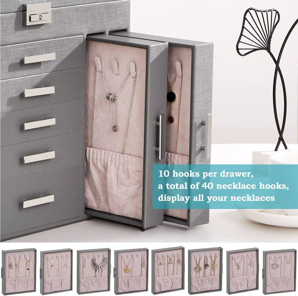 Jewelry Box Jewelry Organizer 6 Tier Jewelery Case Storage with Lock Mirror Jewelry Chest Large Jewellery Organizer for Earrings