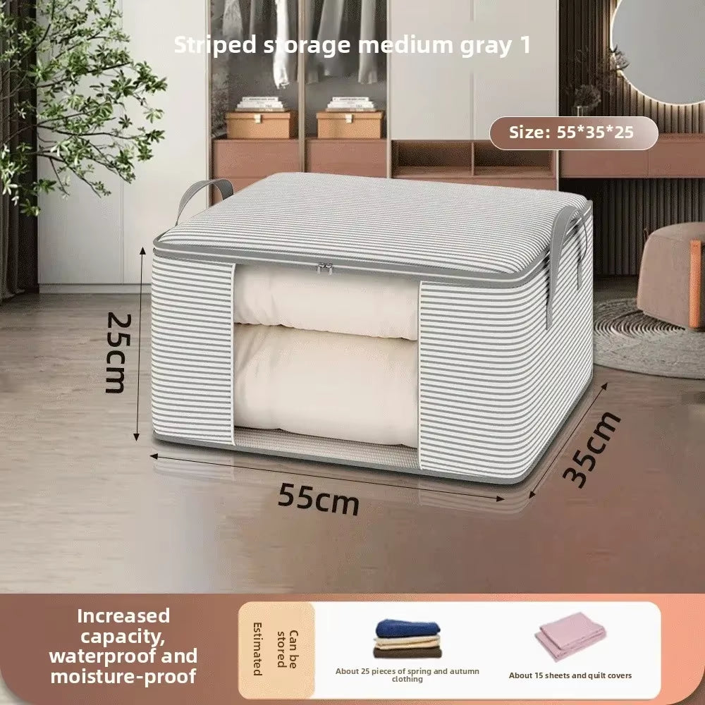 Thickened 120G Cloth Visual Storage Bag Large Capacity Clothes Quilt Home Use Packing Organizer Bag Non-Woven Fabric Box Shape