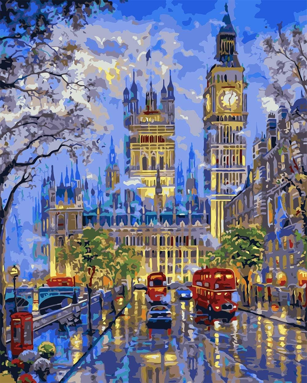 Adults Paint by Numbers Kit -  Big Ben DIY Painting by Numbers by Number Kits, London Street Paint by Numbers for Adults Beginner Kids, 16” X 20” Arts Craft for Home Wall Decor(Frameless)